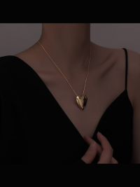 “Sublimez Votre Style avec le Collier Pendentif Coeur en Titane Acier Inoxydable Plaqué Or – Hailey”