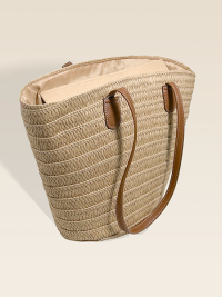 “Grand Sac de Plage Georgina: L’Élégance en Paille Beige pour un Look Estival Parfait”