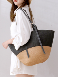 “La Tendance Mode de l’Été: Grand Sac de Plage Sac Bandoulière en Paille pour Femme – Sol”